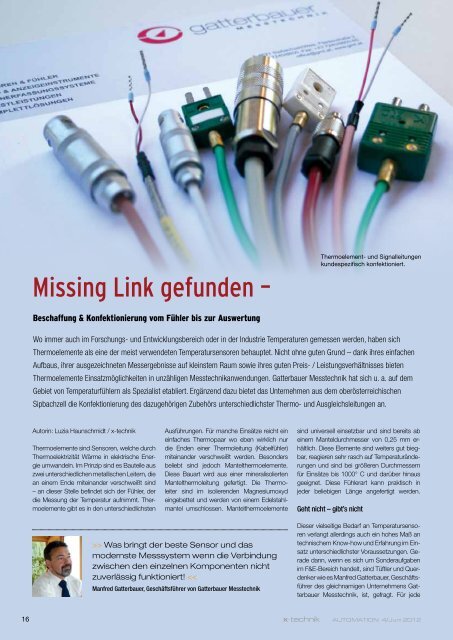 Missing Link gefunden – - Gatterbauer Messtechnik