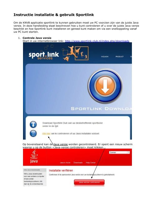 Instructie installatie & gebruik Sportlink PDF - Dongen