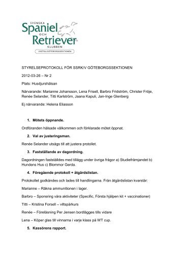 Styrelseprotokoll nr. 4 - SSRK Västra - Göteborgssektionen