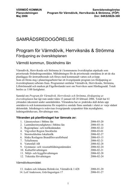 2. Samrådsredogörelse - Värmdö