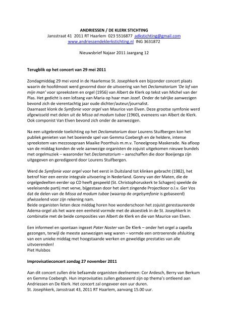 najaar 2011.pdf - Andriessen De Klerk Stichting