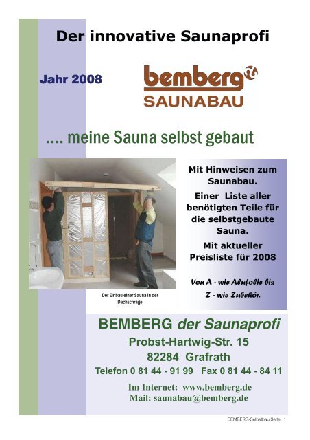 84 11 Im Internet: www.bemberg.de Mail: saunabau@bemberg.de Mit