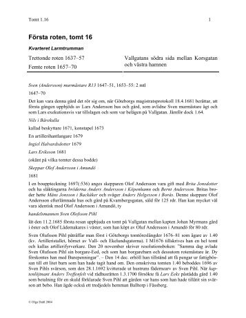 Rote 1, tomt 16 - Göteborgs tomtägare 1637-1807