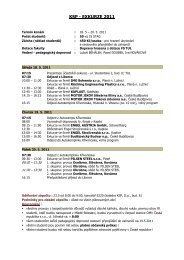 Harmonogram exkurze KSP 2011 - Katedra strojírenské technologie