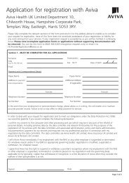 Application for Registration form - Aviva