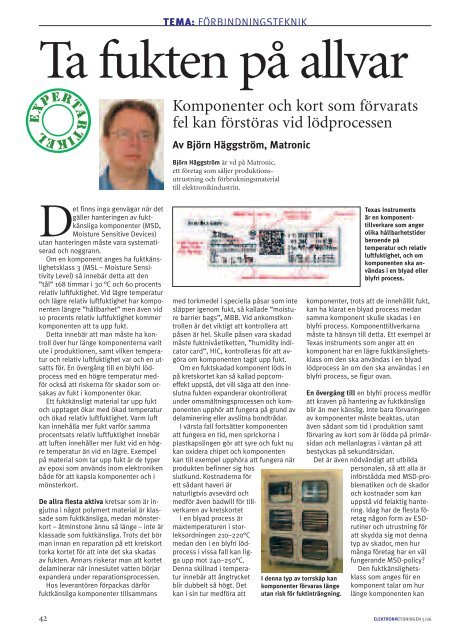 05-2006, Tema Förbindningsteknik (7 Mbyte, pdf) - Elektroniktidningen