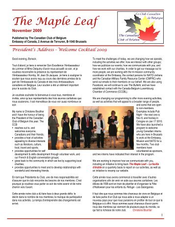 November 2009 - The Canadian Club of Belgium