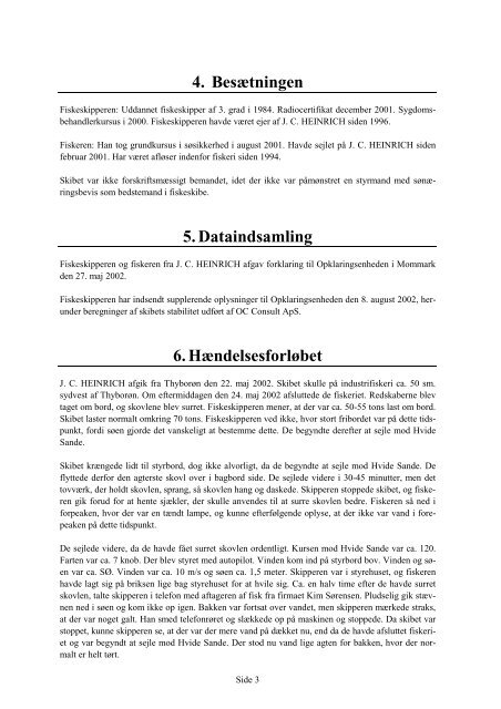 HEINRICH - forlis den 24. maj 2002 - Søfartsstyrelsen