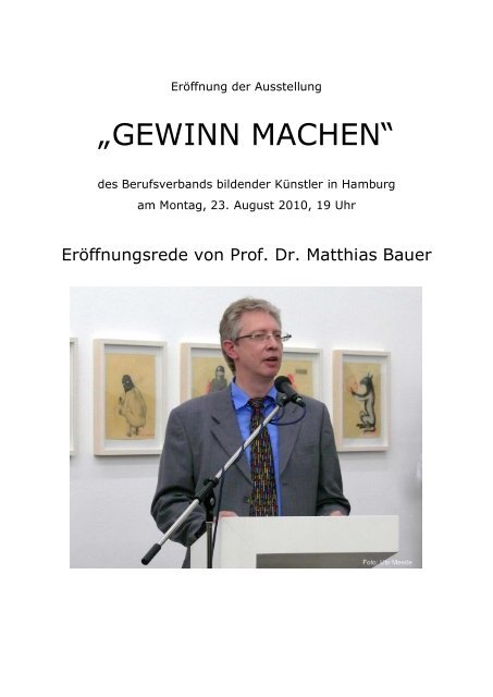 "Gewinn machen" im Kunsthaus Hamburg am 23 - meede-art ...