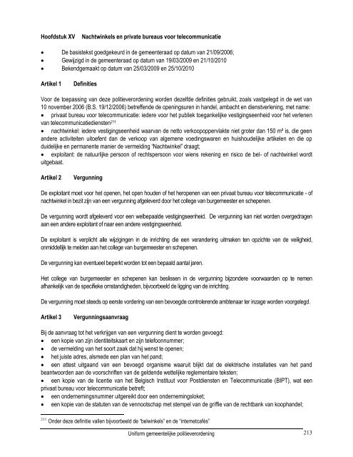 Uniform gemeentelijk politiereglement (UGP) - Oud-Turnhout