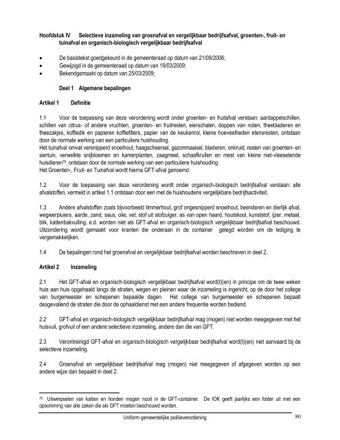 Uniform gemeentelijk politiereglement (UGP) - Oud-Turnhout