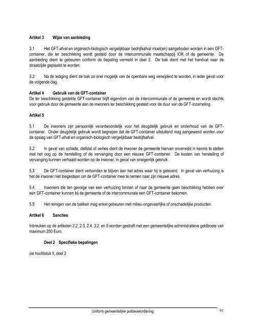 Uniform gemeentelijk politiereglement (UGP) - Oud-Turnhout