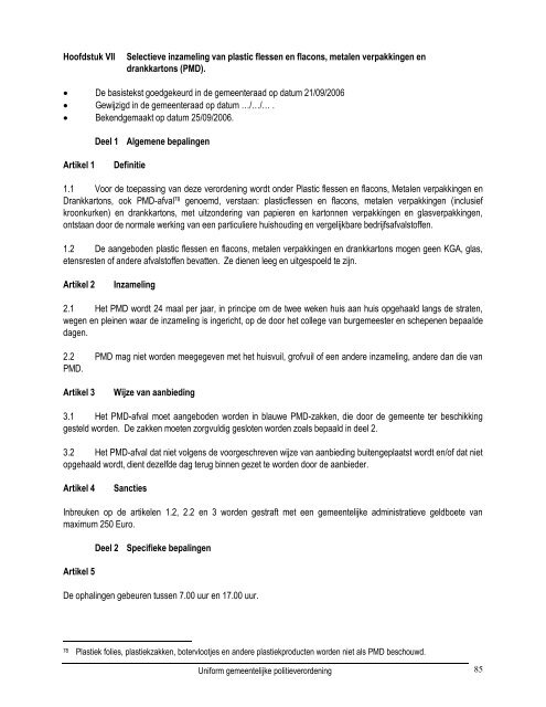 Uniform gemeentelijk politiereglement (UGP) - Oud-Turnhout