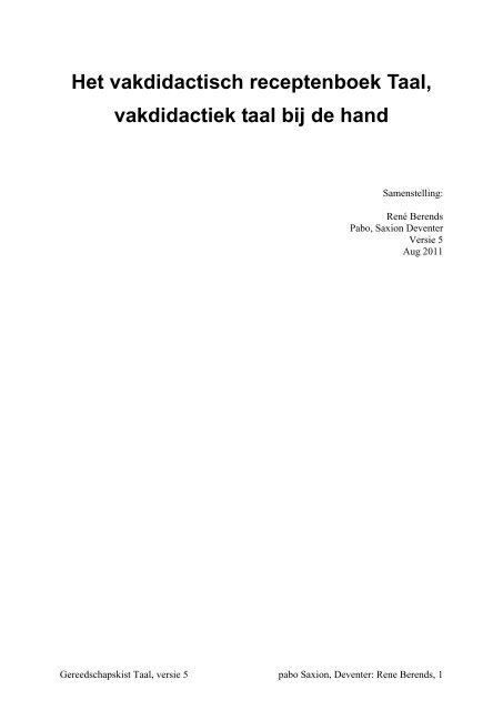 Vakdidactisch receptenboek - Dalton Deventer