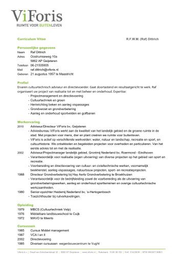 Curriculum Vitae R.F.W.M. (Raf) Dittrich Persoonlijke ... - Viforis