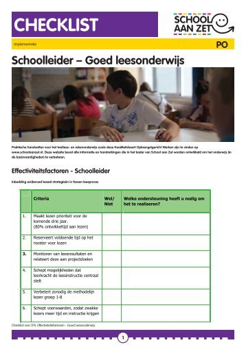 K Checklist Schoolleider Goed leesonderwijs.indd - School aan Zet