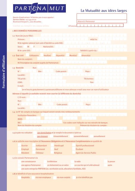 formulaire d'affiliation - BECI