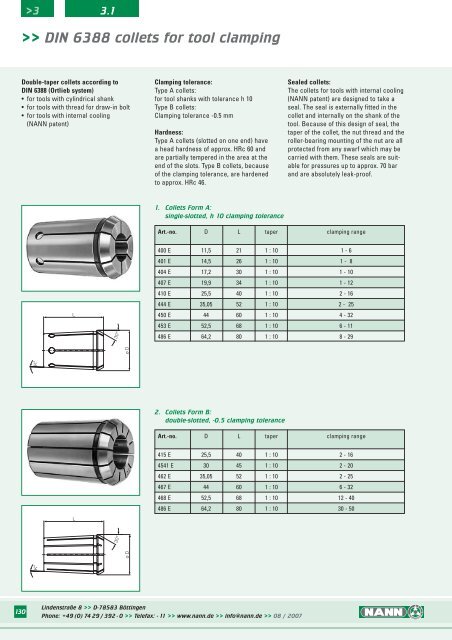 DIN 6388 collets for tool clamping - Nann – Shop