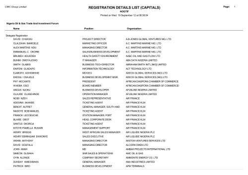 registration details list (capitals) - Nigeria Oil & Gas Trade and ...