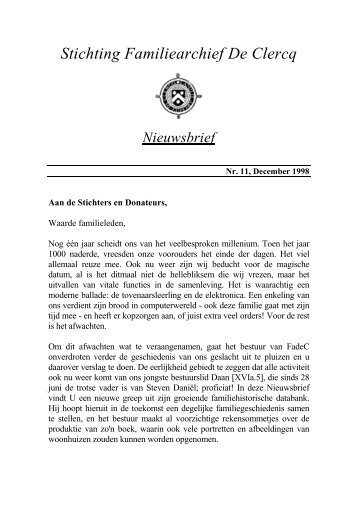 Nr. 11 – 1998 - Stichting Familiearchief De Clercq