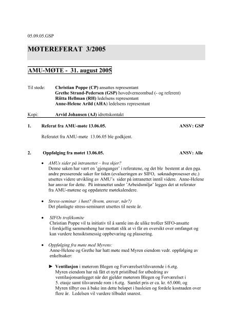 MØTEREFERAT 3/2005 AMU-MØTE - SIFO