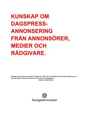 Handbok för dagspressannonsering 2011 - Sveriges Annonsörer