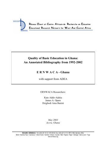 Quality of Basic Education in Ghana: An Annotated ... - ROCARE