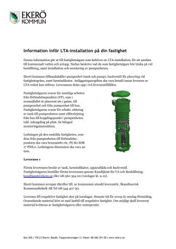 Information inför LTA-installation på din fastighet - Ekerö kommun