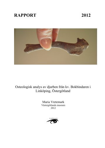 UV Rapport 2013:31, bilaga 4 osteologisk analys