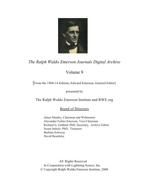 The Ralph Waldo Emerson Journals Digital Archive Volume 9