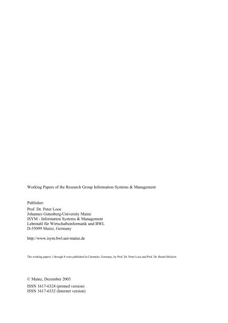 isym013.pdf - Lehrstuhl für Wirtschaftsinformatik und BWL