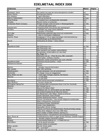 edelmetaal index 2008 - Federatie Goud en Zilver