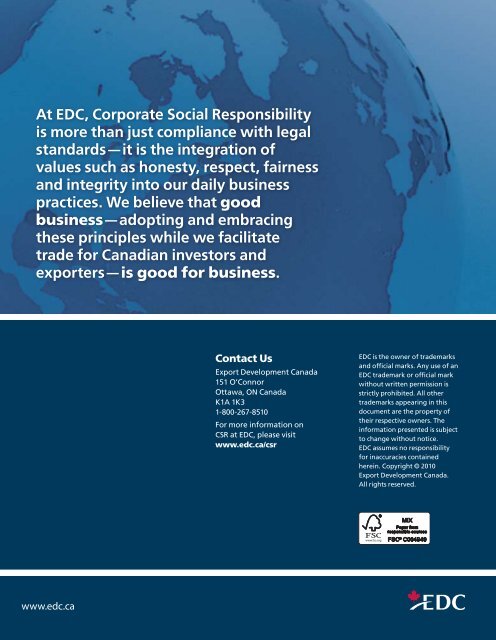 Corporate Social Responsibility brochure - EDC