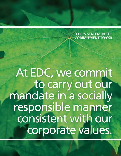 Corporate Social Responsibility brochure - EDC