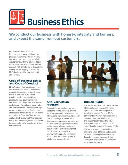 Corporate Social Responsibility brochure - EDC