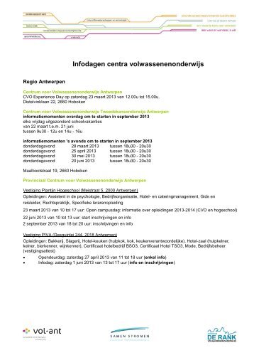 Infodagen - Volwassenenonderwijs provincie Antwerpen