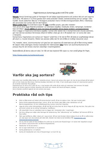 Sopsorteringsguide A - Ö - Föglö kommun