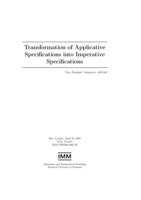 Transformation of Applicative Specifications into Imperative ...