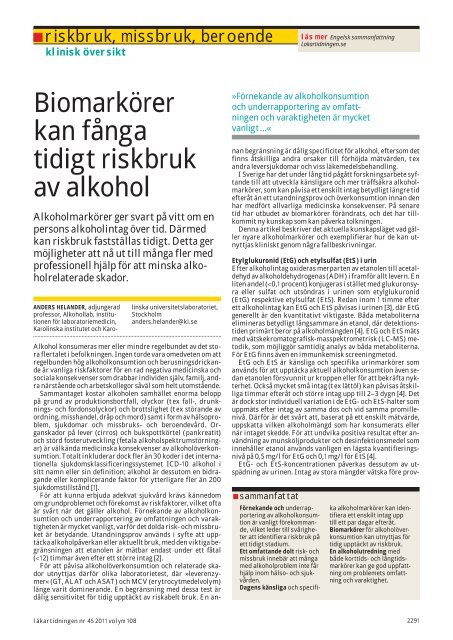 Biomarkörer kan fånga tidigt riskbruk av alkohol. Alkoholmarkörer ...