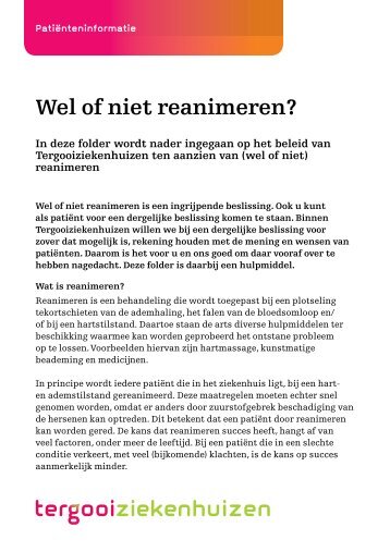 Wel of niet reanimeren? [46kb] Algemeen - Tergooi