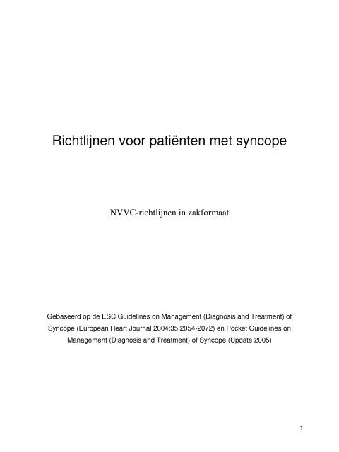 Richtlijnen voor patiënten met syncope