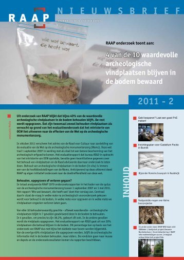 N I E U W S B R I E F 2011 - 2 - RAAP Archeologisch Adviesbureau