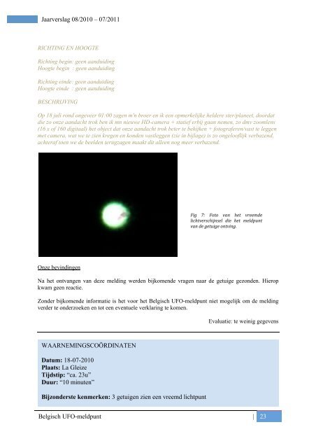 Jaarverslag 08/2010 – 07/2011 - Belgisch UFO-meldpunt