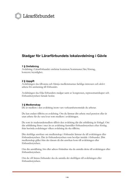 Stadgar - Lärarförbundet