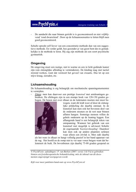 Autogene training van Schultz - PsychFysio Opleidingen
