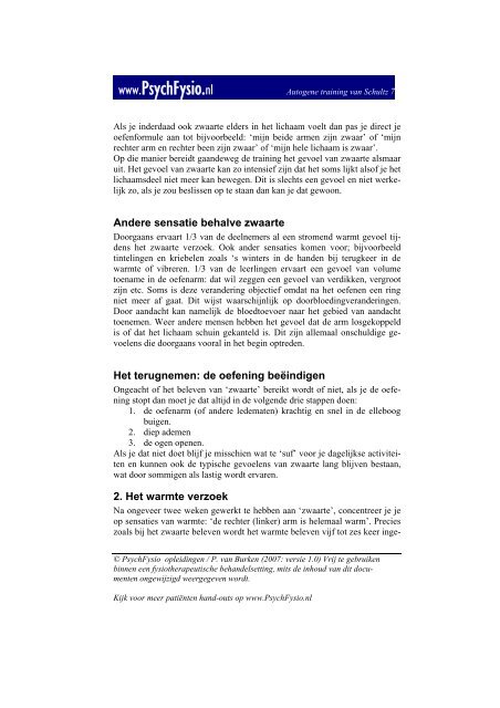 Autogene training van Schultz - PsychFysio Opleidingen