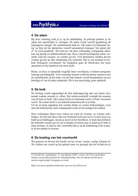 Autogene training van Schultz - PsychFysio Opleidingen
