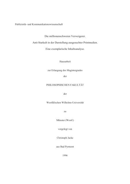 Die Millionenschweren Verweigerer Anti Starkult In Der Darstellung