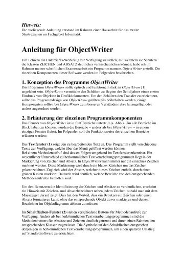 Anleitung für ObjectWriter