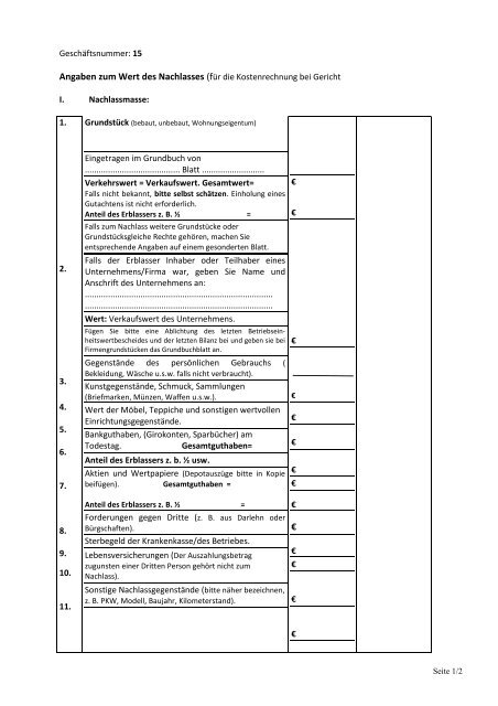 Nachlassverzeichnis Erstellen | Nachlassverzeichnis erstellen